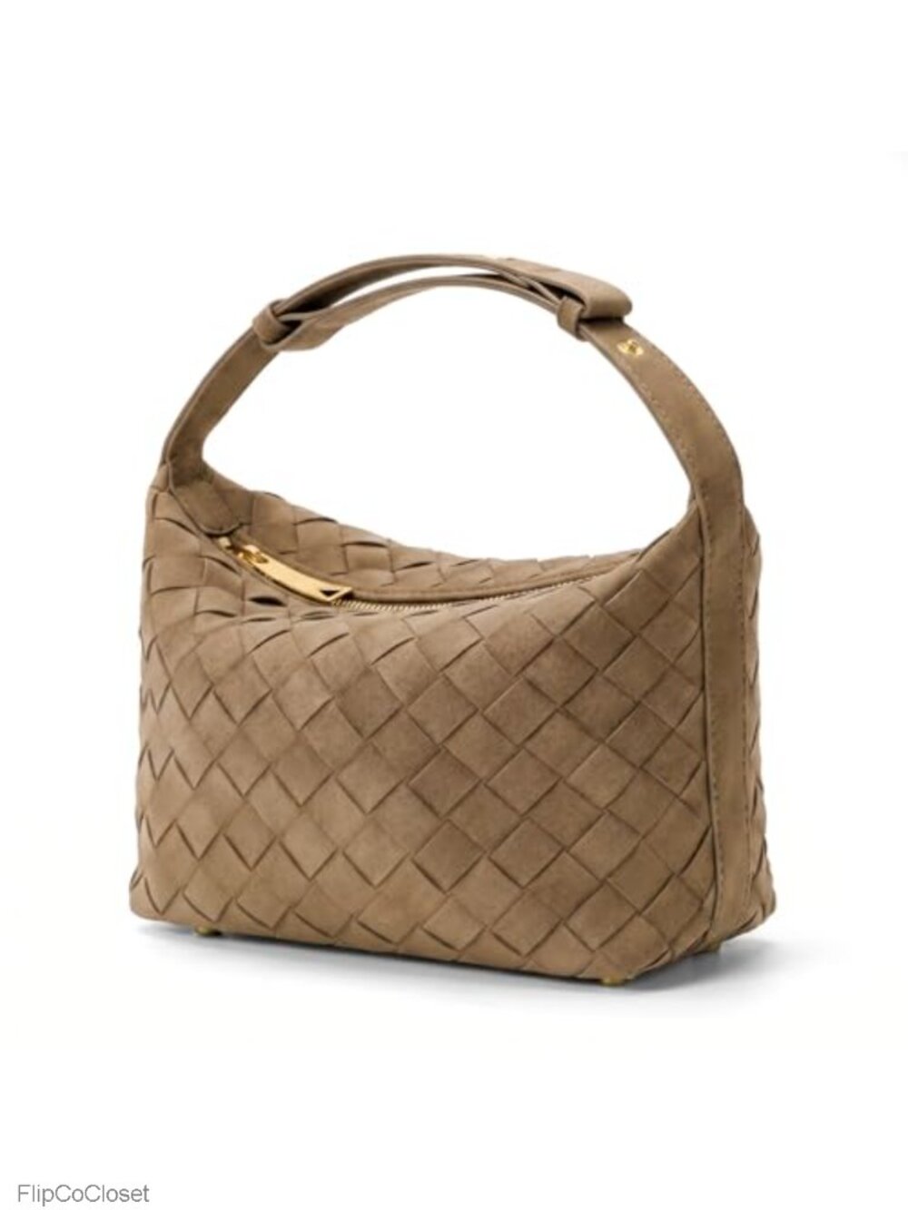 Woven Faux Suede Hobo Shoulder Bag Vegan Leather Women Handbag